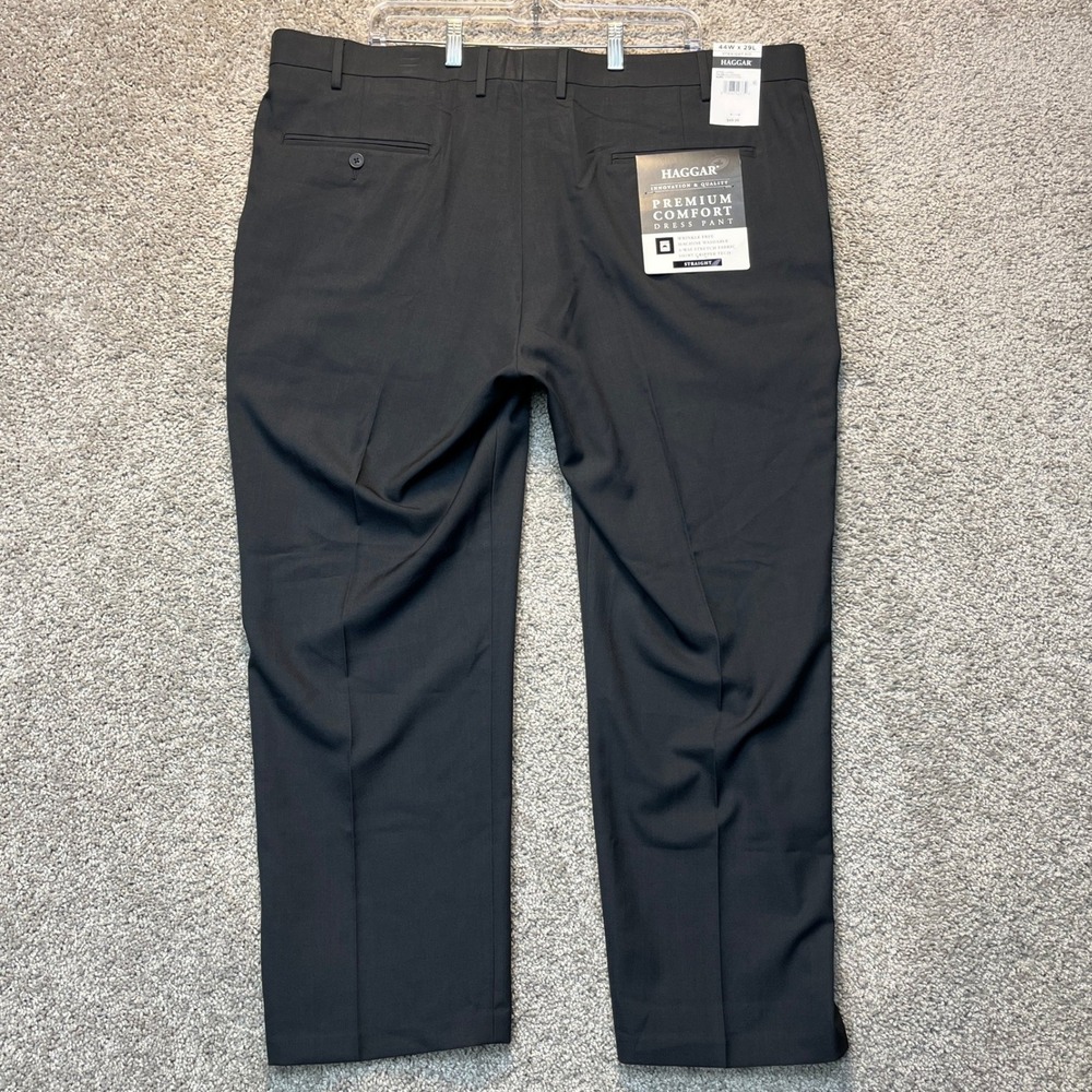 Haggar Premium Comfort Dress Pants Mens 44x29 Charcoal Gray Straight Fit Stretch - Picture 6 of 16